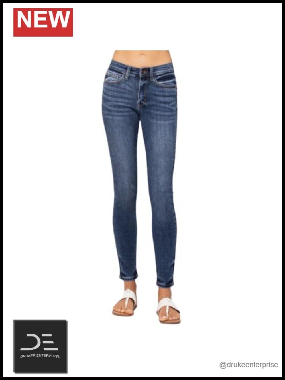 Skinny Mid Rise Jeans for Women Stretch Cotton Denim 5 Pocket
